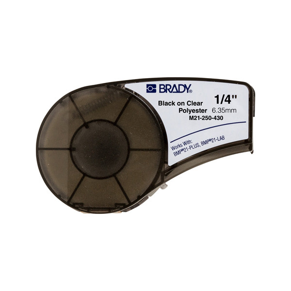 Brady M21-250-430 tape polyester zwart op transparant 6,35 mm x 6,40 m (origineel) M21-250-430 147156 - 1
