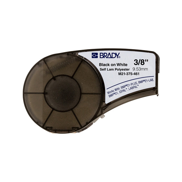 Brady M21-375-461-AW tape gelamineerde polyester zwart op wit 9,53 mm x 6,40 m (origineel) M21-375-461-AW 147174 - 1