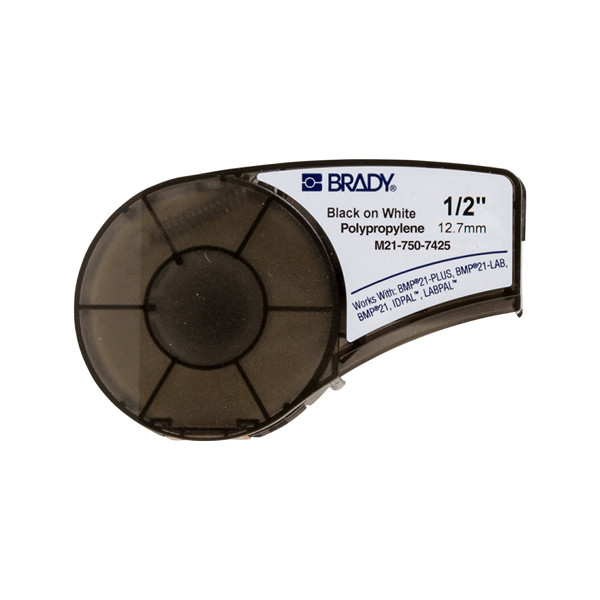 Brady M21-500-7425 tape polypropyleen zwart op wit 12,7 mm x 6,40 m (origineel) M21-500-7425 147242 - 1