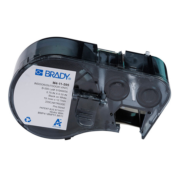 Brady M4-11-595 vinyl labels zwart op wit 19,05 mm x 12,70 mm (origineel) M4-11-595 147964 - 1