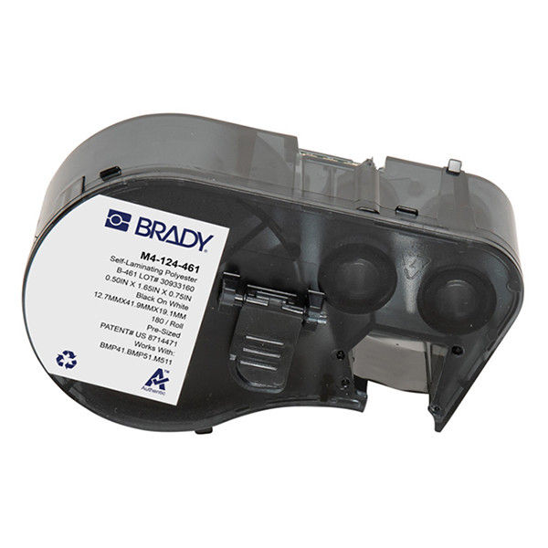 Brady M4-124-461 gelamineerde polyester labels zwart op wit/transparant 12,7 mm x 41,91 mm x 19,05 mm (origineel) M4-124-461 148142 - 1