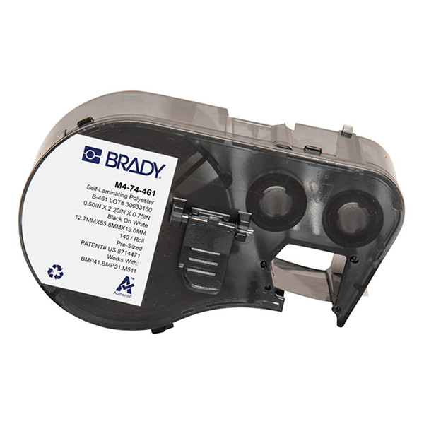Brady M4-74-461 gelamineerde polyester labels zwart op wit 55,88 mm x 12,70 mm (origineel) M4-74-461 147979 - 1
