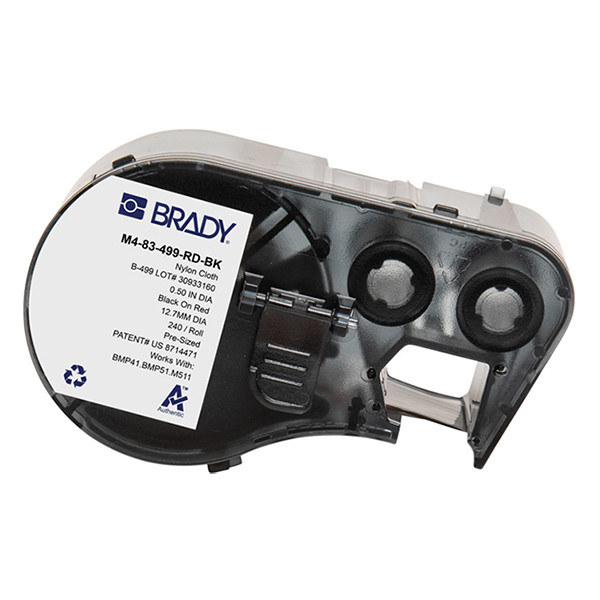 Brady M4-83-499-RD-BK nylonweefsel labels zwart op rood Ø 12,7 mm (origineel) M4-83-499-RD-BK 148372 - 1