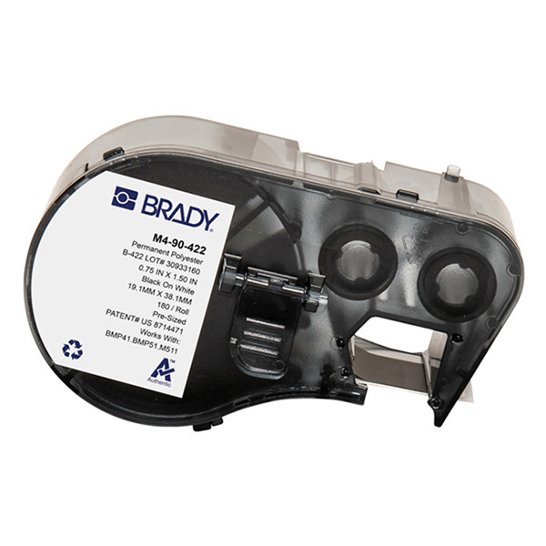Brady M4-90-422 polyester labels zwart op wit 19,05 mm x 38,1 mm (origineel) M4-90-422 148264 - 1