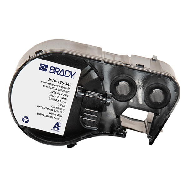 Brady M4C-125-342 tape krimpkous zwart op wit 6,00 mm x 2,13 m (origineel) 148170 - 1