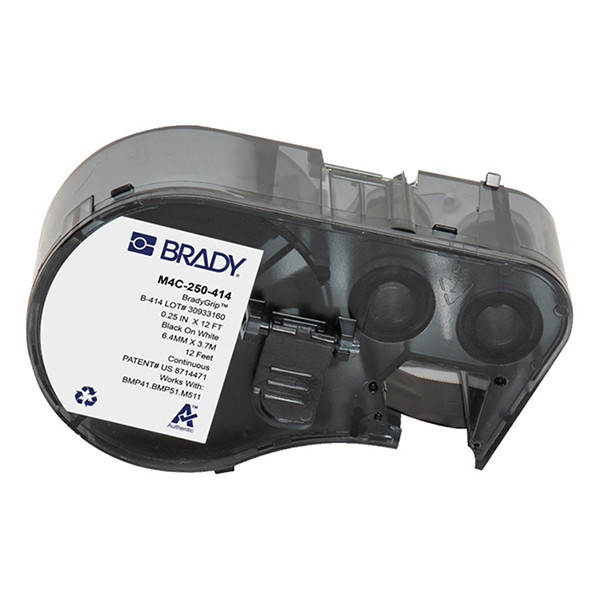 Brady M4C-250-414 polyester klitmateriaal labels zwart op wit 6,35 mm x 3,66 m (origineel) M4C-250-414 147942 - 1