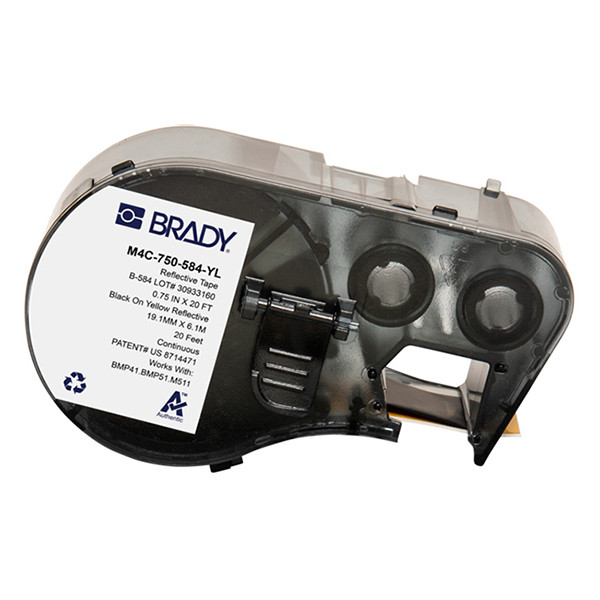Brady M4C-750-584-YL reflecterende labels zwart op geel 19,05 mm x 6,10 m (origineel) M4C-750-584-YL 147967 - 1