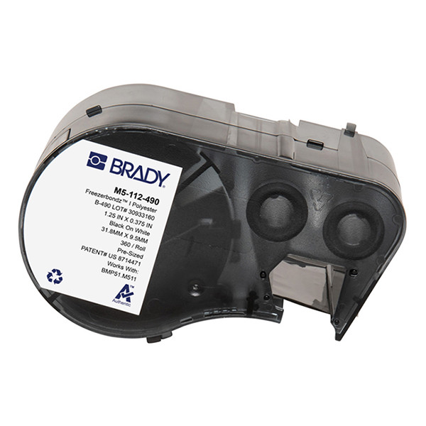 Brady M5-112-490 polyester labels zwart op wit 31,75 mm x 9,53 mm (origineel) M5-112-490 148041 - 1