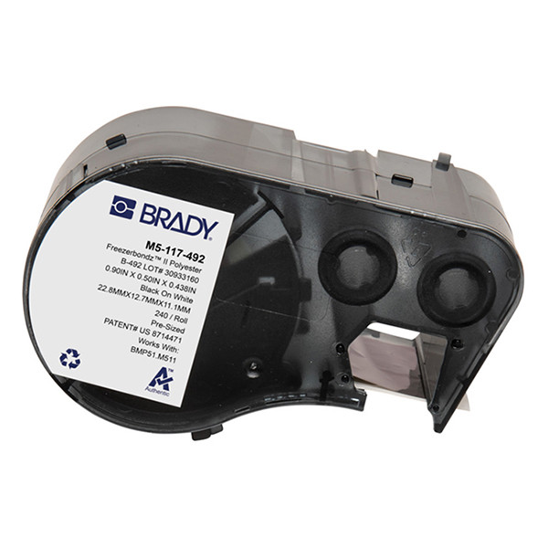 Brady M5-117-492 FreezerBondz polyester labels zwart op wit 12,7 mm x 25,4 mm (origineel) M5-117-492 148308 - 1