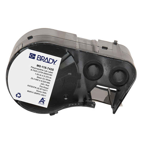 Brady M5-118-7425 polypropyleen labels zwart op wit 9,53 mm x 25,4 mm (origineel) M5-118-7425 148388 - 1