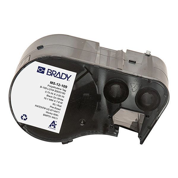 Brady M5-12-109 polyethyleen tags zwart op wit 76,20 mm x 19,05 mm (origineel) M5-12-109 148060 - 1