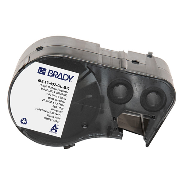 Brady M5-17-432-CL-BK polyester labels zwart op transparant 12,7 mm x 25,4 mm (origineel) M5-17-432-CL-BK 148408 - 1