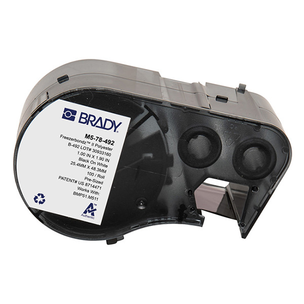 Brady M5-78-492 polyester labels zwart op wit 25,40 mm x 48,26 mm (origineel) M5-78-492 147987 - 1