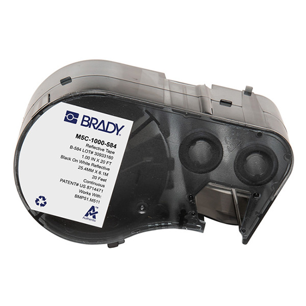 Brady M5C-1000-584 reflecterende labels zwart op wit 25,40 mm x 6,10 m (origineel) M5C-1000-584 147995 - 1