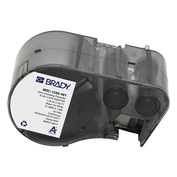 Brady M5C-1250-461 gelamineerde polyester labels zwart op wit 31,75 mm x 7,62 m (origineel) M5C-1250-461 148414 - 1