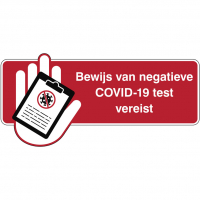 Brady waarschuwingssticker negatieve COVID-19 test vereist (30 x 10 cm) 147480