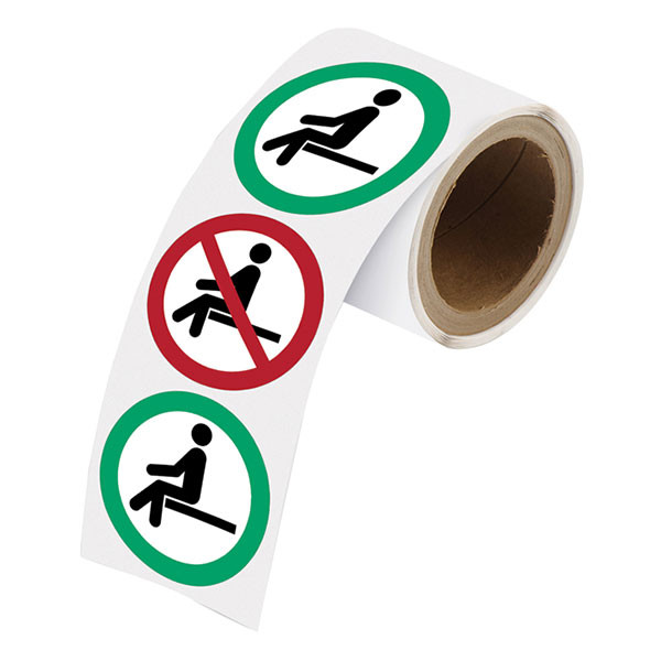 Brady waarschuwingsstickers op rol verboden te zitten / hier zitten (250 stickers) P/P018/PIC925/NT/PEREM-DIA50/2 147910 - 1