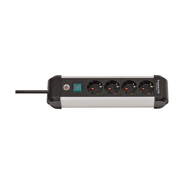 Brennenstuhl Premium Alu-Line stekkerdoos met 4 stopcontacten schakelaar zwart/lichtgrijs (1,8 meter) 1391030400 399537 - 1
