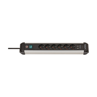 Brennenstuhl Premium Alu-Line stekkerdoos met 6 stopcontacten en USB-schakelaar zwart/lichtgrijs (3 meter) 1391030610 399538