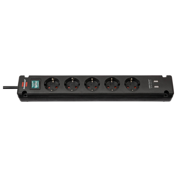 Brennenstuhl stekkerdoos 5 stopcontacten en USB zwart (3 meter)