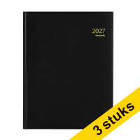 Aanbieding: 3x Brepols Timing Lima weekagenda met uurindeling 2027 zwart (1 week per 2 pagina's) 4-talig 440364