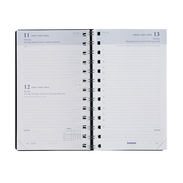 Brepols Breform Polyprop dagagenda met uurindeling 2026 zwart (1 dag per pagina) 6-talig 0.516.4910.01.4.0 262443 - 2