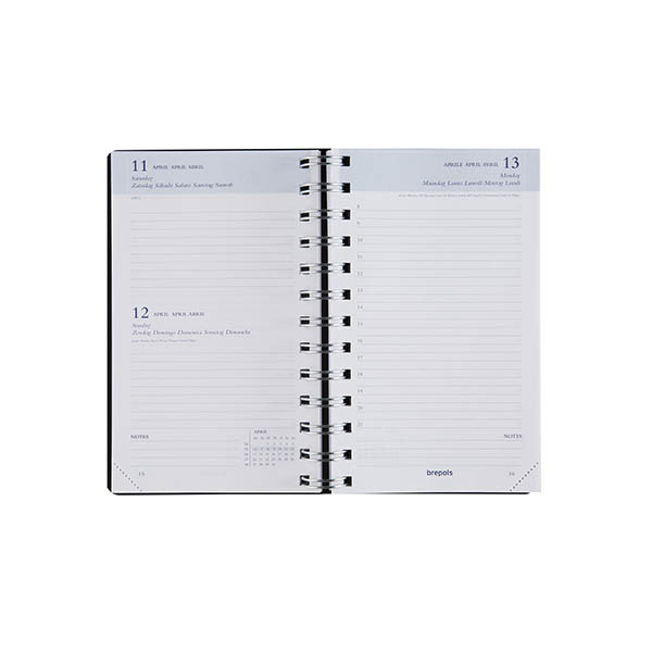 Brepols Breform Polyprop dagagenda met uurindeling 2027 blauw (1 dag per pagina) 6-talig 440269 - 2