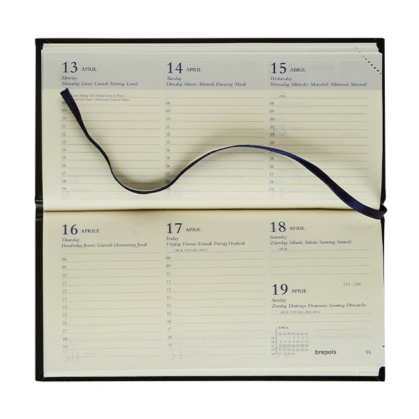 Brepols Breprint Lima weekagenda met uurindeling 2027 zwart (1 week per 2 pagina's) 6-talig 440353 - 2