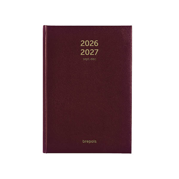 Brepols Bretime Lima 16 maanden weekagenda met uurindeling 2026-2027 bordeaux (1 week per 2 pagina's) 6-talig 440178 - 1