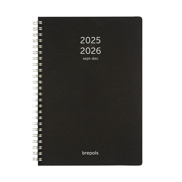Brepols Bretime Polyprop 16 maanden weekagenda met uurindeling 2025-2026 zwart (1 week per 2 pagina's) 6-talig 2.066.4910.01.4.0 262385 - 1