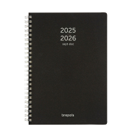 Brepols Bretime Polyprop 16 maanden weekagenda met uurindeling 2025-2026 zwart (1 week per 2 pagina's) 6-talig 2.066.4910.01.4.0 262385