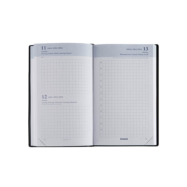 Brepols Building Seta dagagenda met uurindeling 2027 zwart (1 dag per pagina) 6-talig 440263 - 2