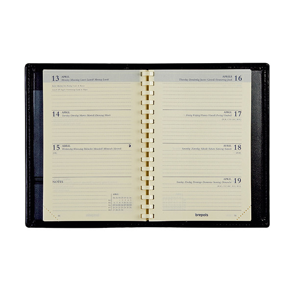 Brepols Delta Palermo weekagenda 2026 zwart (1 week per 2 pagina's) 6-talig 0.834.3302.01.2.0 262510 - 2