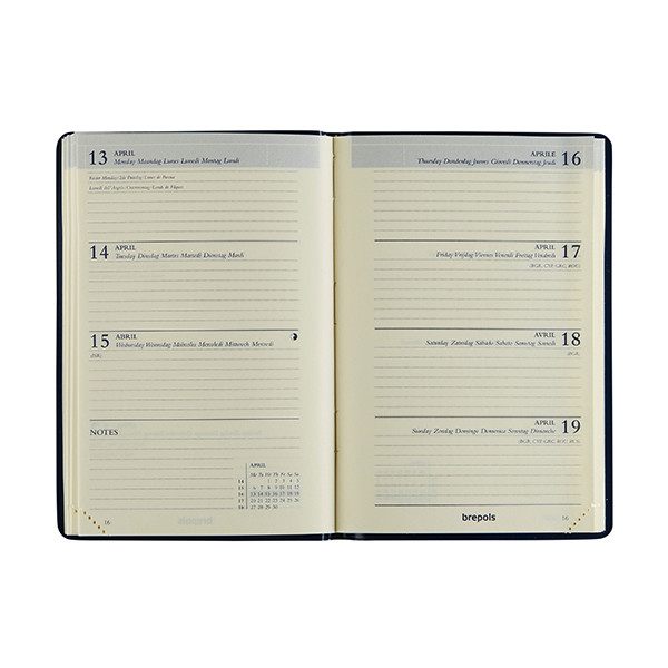 Brepols Delta Seta weekagenda 2026 zwart (1 week per 2 pagina's) 6-talig 0.834.2120.01.6.0 262507 - 2
