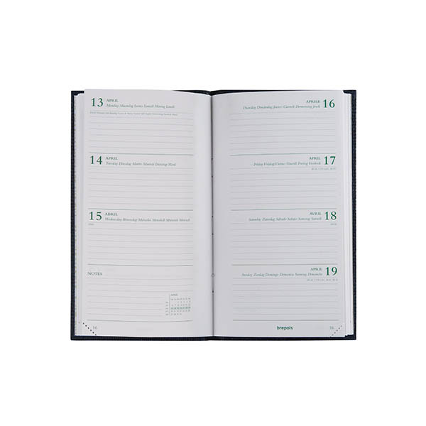 Brepols Ecorama Kazar weekagenda 2027 donkerblauw (1 week per 2 pagina's) 6-talig 440308 - 2
