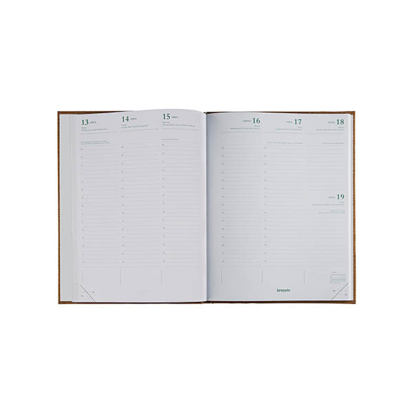 Brepols Ecotiming Kazar weekagenda met uurindeling 2027 beige (1 week per 2 pagina's) 6-talig 440305 - 2