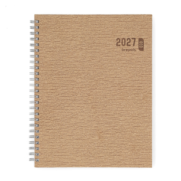 Brepols Ecotiming Kazar weekagenda met uurindeling 2027 beige met spiraal (1 week per 2 pagina's) 6-talig 440357 - 1