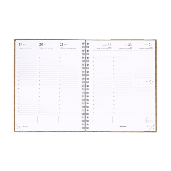 Brepols Ecotiming Kazar weekagenda met uurindeling 2027 beige met spiraal (1 week per 2 pagina's) 6-talig 440357 - 2