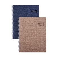 Brepols Ecotiming Kazar weekagenda met uurindeling 2027 donkerblauw met spiraal (1 week per 2 pagina's) 6-talig 440358