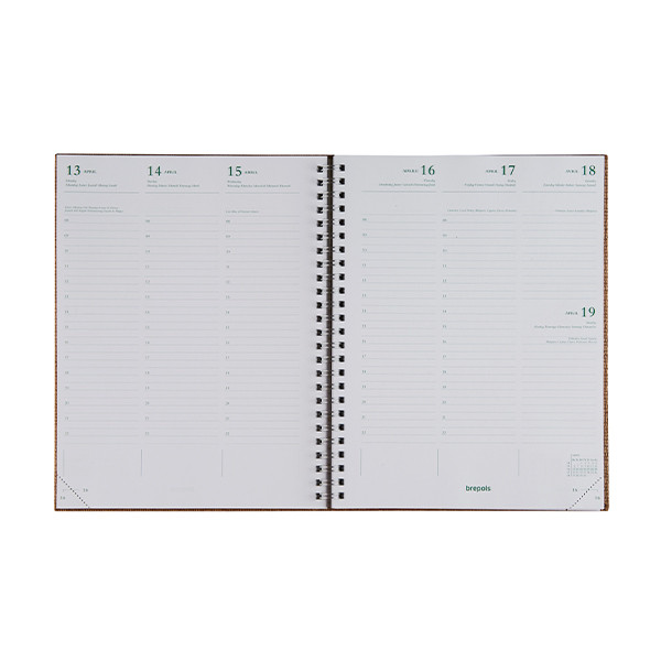 Brepols Ecotiming Kazar weekagenda met uurindeling 2027 donkerblauw met spiraal (1 week per 2 pagina's) 6-talig 440358 - 2