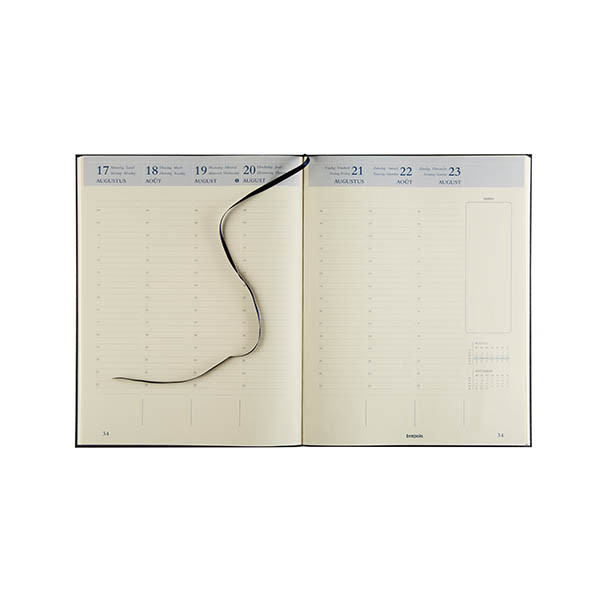 Brepols Essenz 16 maanden weekagenda met uurindeling 2026-2027 antraciet (1 week per 2 pagina's) 4-talig 440176 - 2