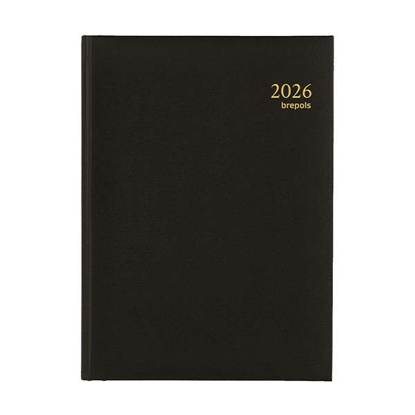 Brepols Euro Lima dagagenda met uurindeling 2026 zwart (1 dag per pagina) 6-talig 0.224.1256.01.6.0 262429 - 1