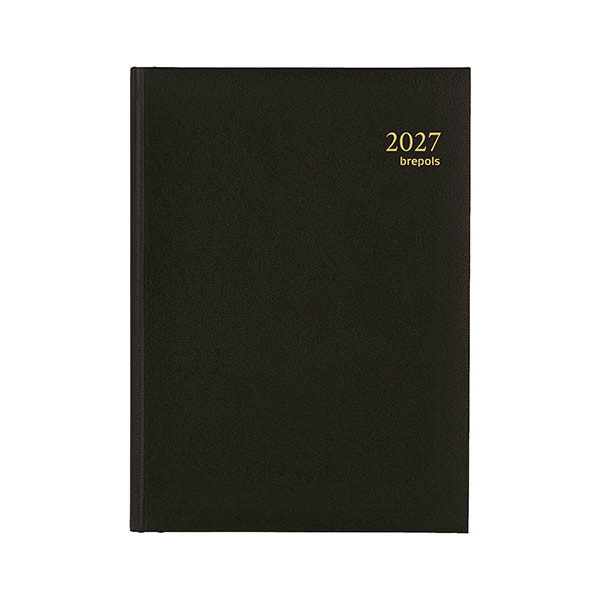 Brepols Euro Lima dagagenda met uurindeling 2027 zwart (1 dag per pagina) 6-talig 440252 - 1