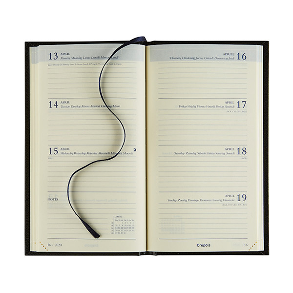 Brepols Interplan Essenz 16 maanden weekagenda 2025-2026 antraciet (1 week per 2 pagina's) 6-talig 262396 - 2