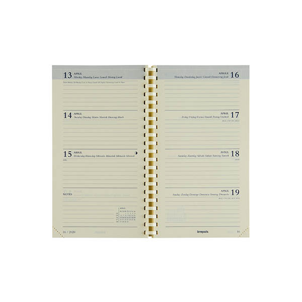Brepols Interplan Genova 16 maanden weekagenda 2026-2027 blauw (1 week per 2 pagina's) 6-talig 440196 - 2