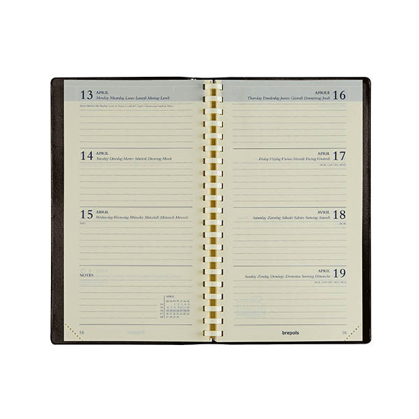 Brepols Interplan Palermo weekagenda 2027 zwart (1 week per 2 pagina's) 6-talig 440315 - 2