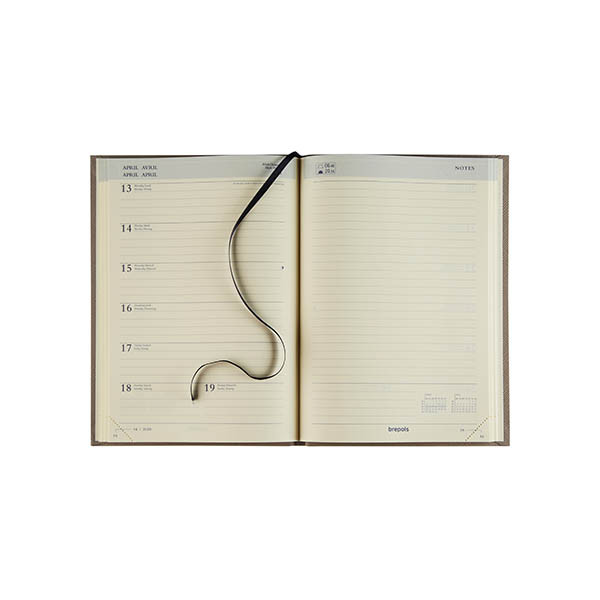 Brepols Nature 16 maanden weekagenda 2026-2027 beige (1 week per pagina) 4-talig 440190 - 2