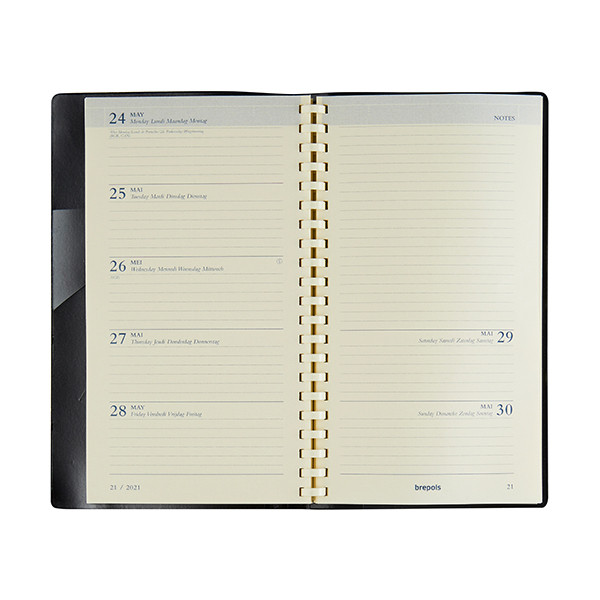 Brepols Notaplan Genova weekagenda 2026 zwart (1 week per 2 pagina's) 6-talig 0.716.2051.01.2.0 262503 - 2