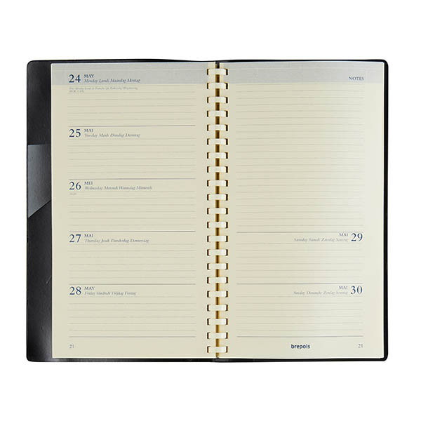Brepols Notaplan Genova weekagenda 2027 zwart (1 week per 2 pagina's) 4-talig 440324 - 2