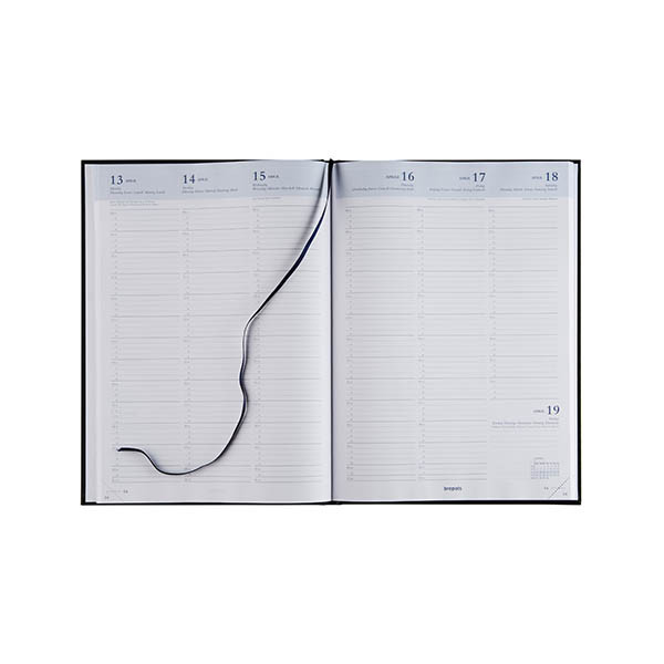 Brepols Omega Lima weekagenda met kwartierindeling 2027 zwart (1 week per 2 pagina's) 6-talig 440209 - 2
